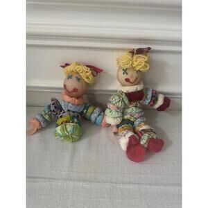 Vintage Clown Yo Yo Doll Lot Handmade Quilt Circles Stacked Cotton Retro Fabric